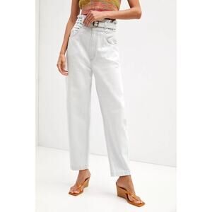 Agolde Riya‎ Elastic Peg Belted Jeans Light Blue Tapered Leg High rise Sz 27